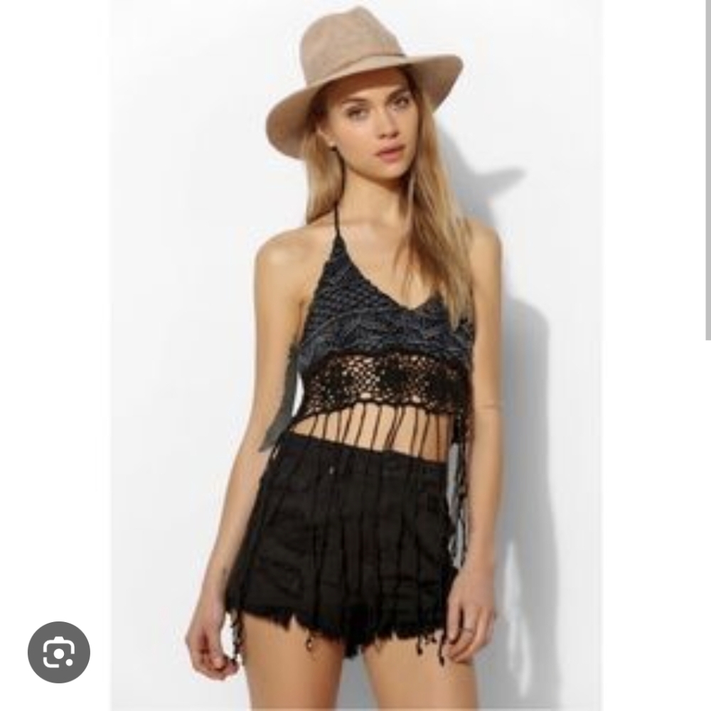 Urban Outfitters crochet fringe crop top